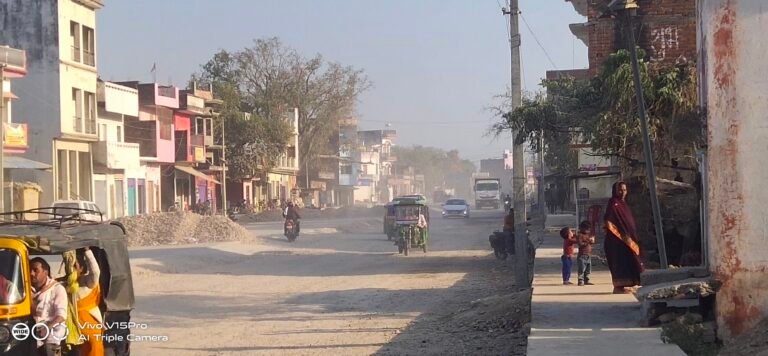 भोजापुर से सकलडीहा तक सड़क पर उड़ती धूल से परेशानी