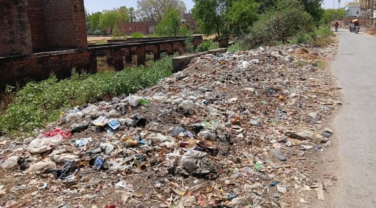 सकलडीहा से स्टेशन जाने वाली मार्ग कूड़ा करकट मार्ग में तब्दील