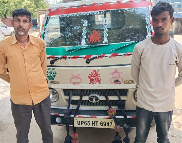 चेकिंग के दौरान गौवंशों की तस्करी कर रहे दो तस्करों को किया गिरफ्तार