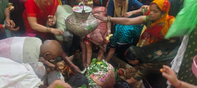 हर हर महादेव की जयकारा लगाते हुए शिवभक्तों ने किया जलाभिषेक