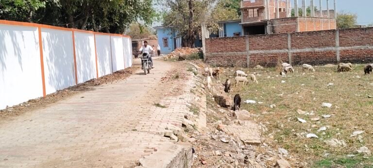 नवनिर्मित इंटर लॉकिग मार्ग की टूटी साइडवाल दुर्घटना को दे रहा दावत